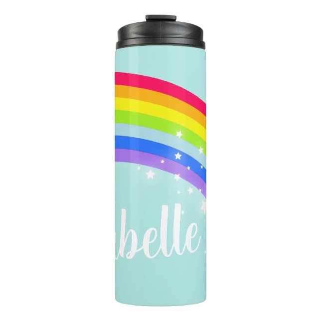Name Regenbogensterne aquamariner Himmel Thermosbecher (Vorderseite)