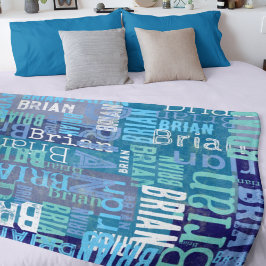 Name repliziert in Shades of Blue Fleecedecke