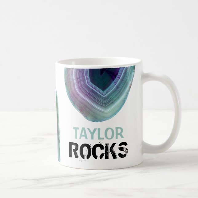 *~* Name ROCKS Magneta Pastelle Aquamarin Kaffeetasse (Rechts)