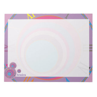 Name Roman Numerals Clock Pink Lila Blue Girly Notizblock
