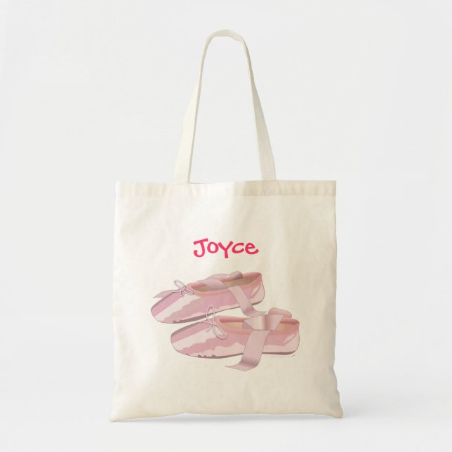 Name-rosa Ballett-Schuh-Taschen-Taschen-Schablone Tragetasche (Vorne)