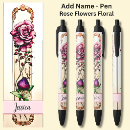 Name Rosa & Creme Rose Blume Kugelschreiber