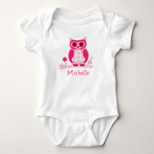 Name-rosa Eulen-Baby-Kinderzimmer-Geschenk Baby Strampler