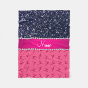 Name Rosa Gymnastik blauen Glitzer Sterne Fleecedecke