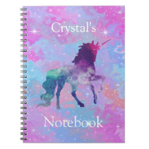 Name-rosa/lila Galaxieunicorn-Notizbuch