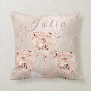 Name Rose Blume Rosa Blush Elfenbein Lux Damask Kissen