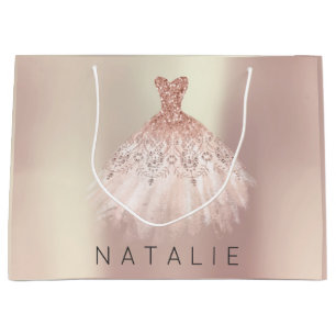 Name Rose Blush Pearl Pink Dress Glitzer Princess Große Geschenktüte