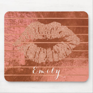 Name Rose Gold Metallische Kupferstreifen Lippen K Mousepad