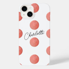 Name | Rose Gold Watercolor Polka Dots Muster Case-Mate iPhone 14 Hülle