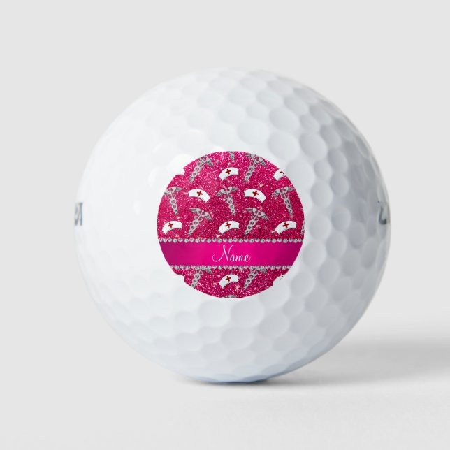 Name Rose Rosa Glitzer Hüte silber Caduceus Golfball (Vorderseite)
