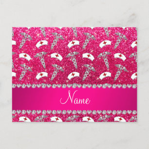 Name Rose Rosa Glitzer Hüte silber Caduceus Postkarte