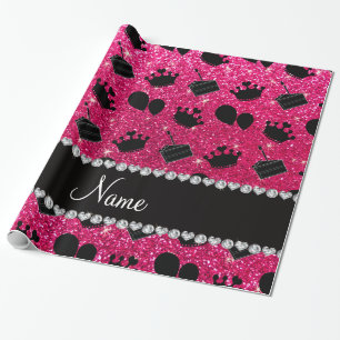 Name Rose Rosa Glitzer Kronen Ballons Kuchen Geschenkpapier