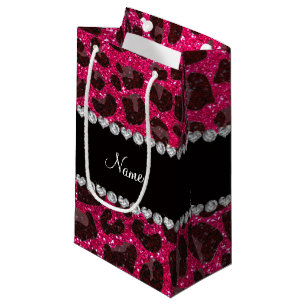 Name-Rosenrosa-Glitter-Leoparddruck Kleine Geschenktüte
