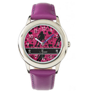 Name-Rosenrosa-Glitterrolle Derby Armbanduhr