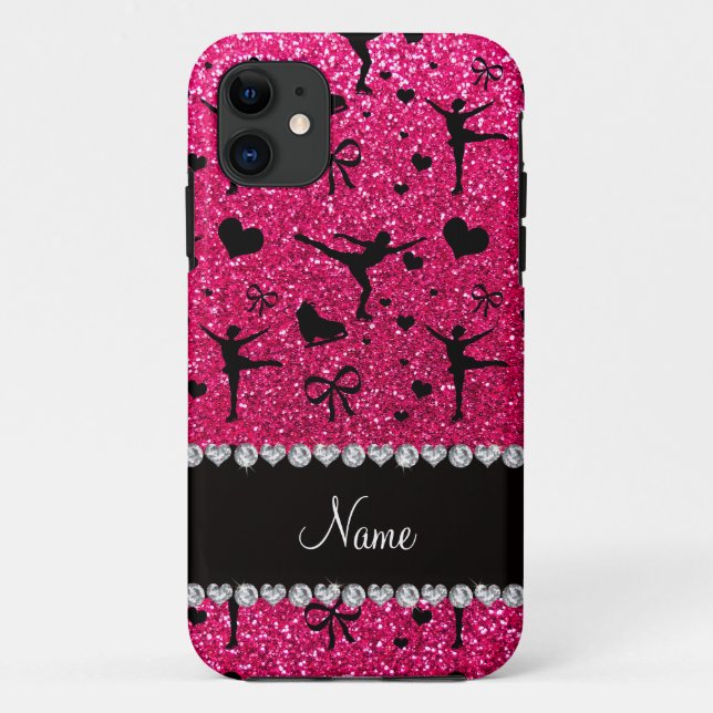 Name-Rosenrosa-Glitterzahl Skaten Case-Mate iPhone Hülle (Rückseite)