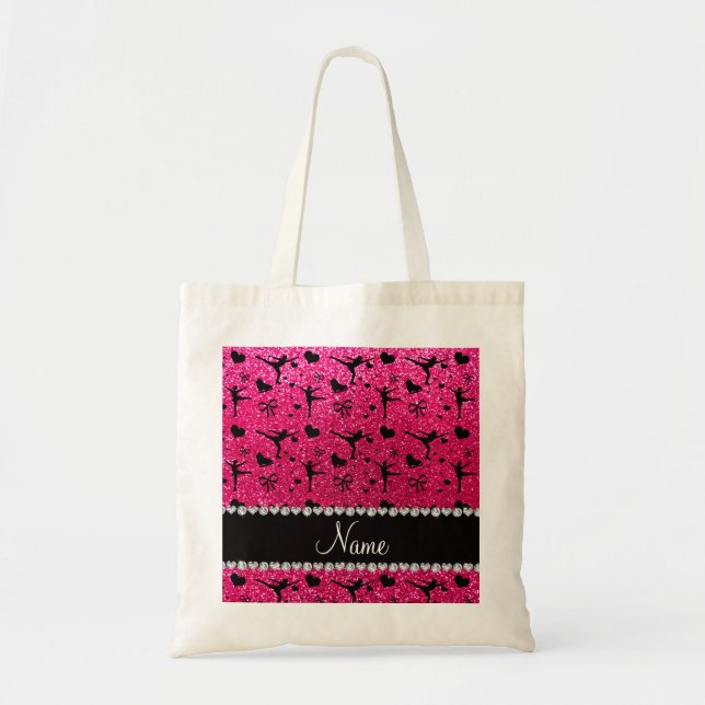 Name-Rosenrosa-Glitterzahl Skaten Tragetasche (Vorne)