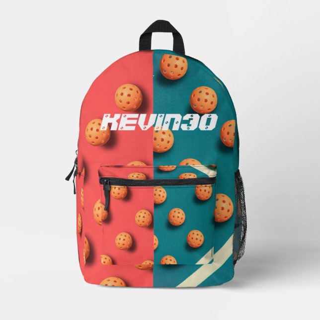 Name Rot und Blau Pickleball Player Spaß Design hi Bedruckter Rucksack (Vorderseite)