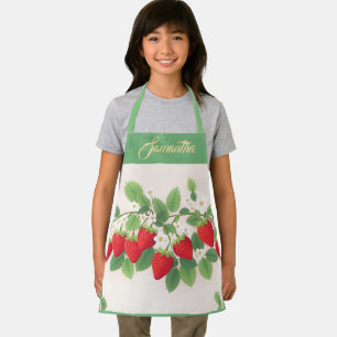 Name rote Erdbeeren mit grünen Blättern Schürze