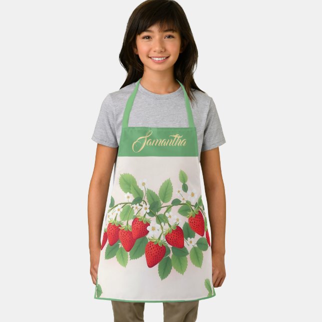 Name rote Erdbeeren mit grünen Blättern Schürze (Insitu)