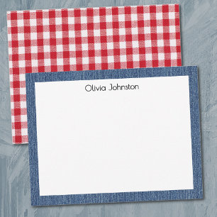 Name    Roter Weißer Büffel Karo Blau Denim Rahmen Mitteilungskarte