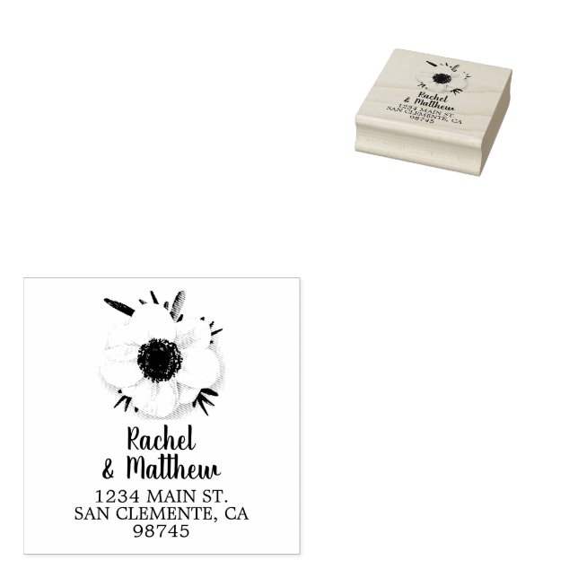 Name Rücksendeadresse Floral Gummistempel (Stempel)