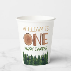 Name Rustic One Happy Camper Pappbecher