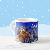 Name Santa mit Spielzeug Classic SMALL Cup Blue hi
