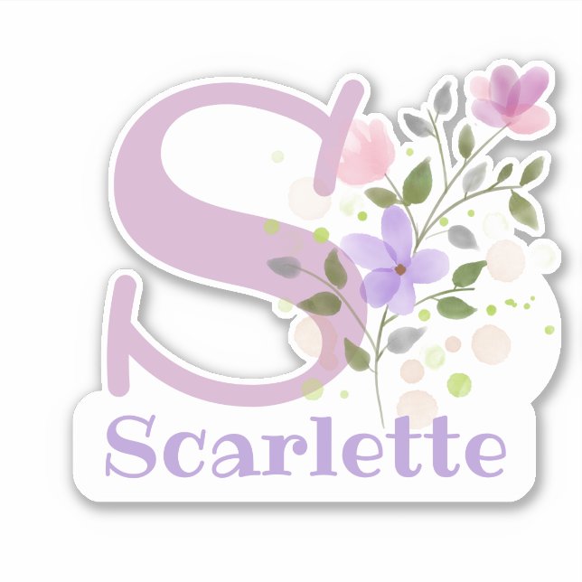 Name Scarlette mit dem Letter S-Aufkleber-Ausschni Aufkleber (Vorderseite)