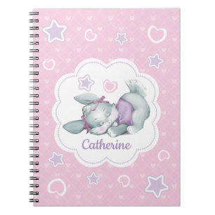 Name-Schlafenhäschen in rosa und in Lila Notizblock