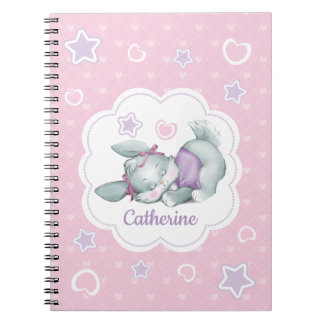 Name-Schlafenhäschen in rosa und in Lila Notizblock