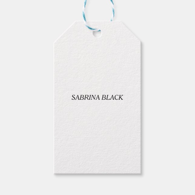 Name Schlicht Modern Minimalistisch Simple White Geschenkanhänger (Vorderseite)