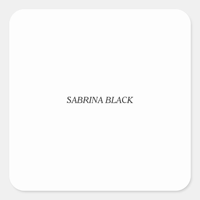 Name Schlicht Modern Minimalistisch Simple White Quadratischer Aufkleber (Vorderseite)
