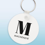 Name Schlüsselanhänger<br><div class="desc">Moderne Typografie minimalistisches Monogramm Namensdesign, das auf Personalisierung umgestellt werden kann.</div>