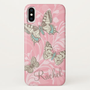 Name Schmetterlinge florale rosa iPhone Fall X Hülle