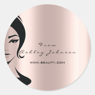 Name Schönheit Wimpern Tropfen Rosa Gold Wimpern V Runder Aufkleber