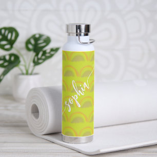 Name Schrift bunt Regenbogen Muster personalisiert Trinkflasche