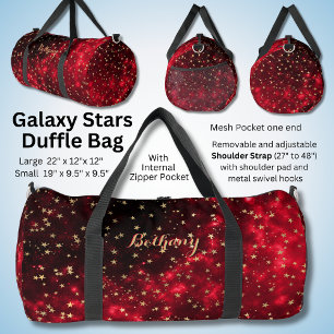 Name Schwarz Rot mit Gold Stars Galaxy hinzufügen Duffle Bag