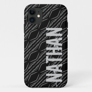Name-schwarzes silbernes geometrisches für ihn iPhone 11 hülle