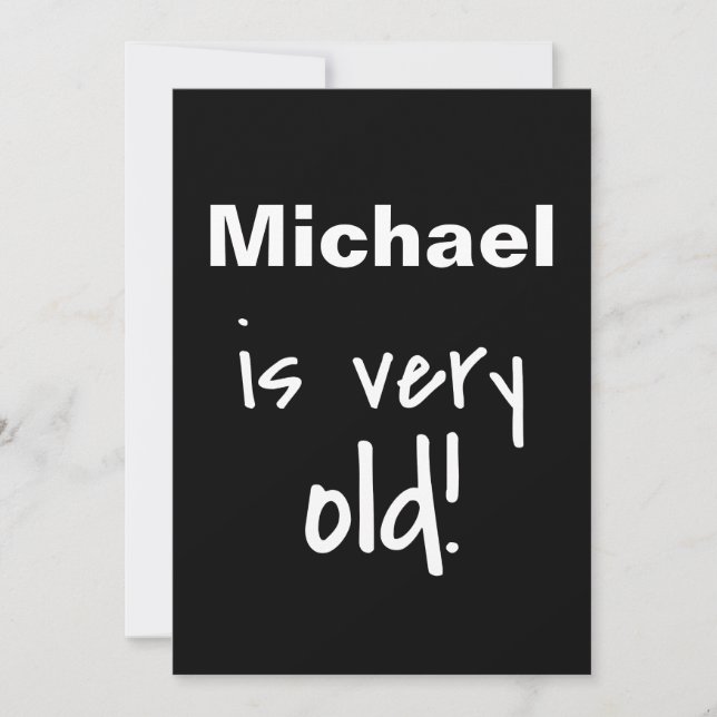 Name Sehr alt Wende 40 Black Birthday Einladung (Vorderseite)