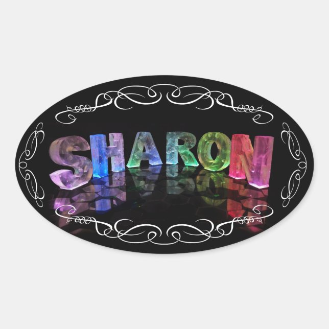 Name Sharon - Name in Lights (Foto) Ovaler Aufkleber (Vorderseite)
