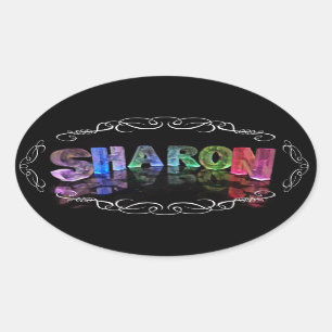 Name Sharon - Name in Lights (Foto) Ovaler Aufkleber
