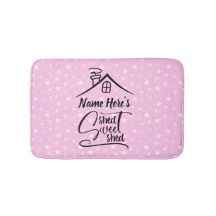 Name Shed Sweet Shed Pink White Floral hinzufügen Badematte