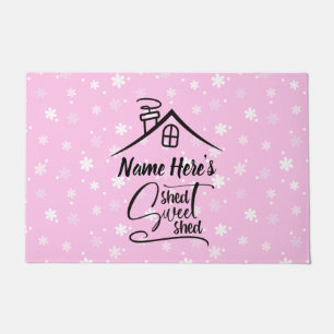 Name Shed Sweet Shed Pink White Floral hinzufügen Fußmatte
