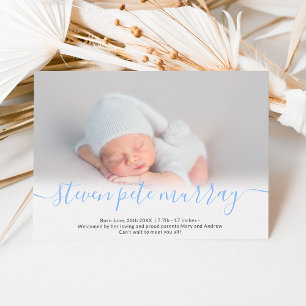 Name Skript Herz Foto Blue Junge Geburt Ankündigung