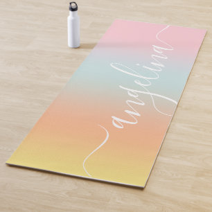 Name Skripttext Gradient Ombre Orange Pink Blau Yogamatte