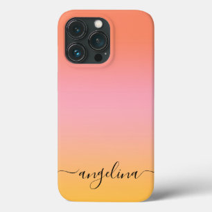 Name Skripttext Monogram Gradient Ombre Orange Case-Mate iPhone Hülle
