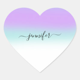 Name Small Business Danke Lila Blu Ombre Pastels Herz-Aufkleber