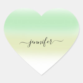 Name Small Business Danke Mint Green Ombre Pastels Herz-Aufkleber