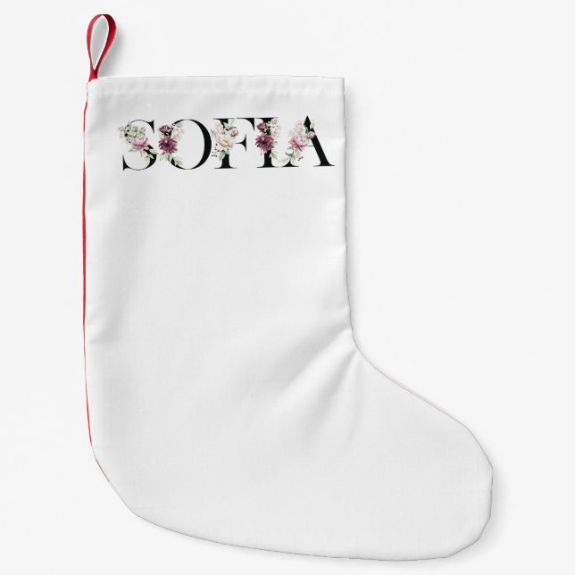Name Sofia. Kleiner Weihnachtsstrumpf (Vorderseite)