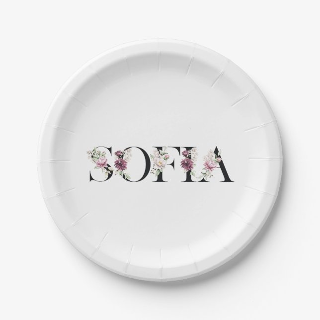 Name Sofia. Pappteller (Vorderseite)